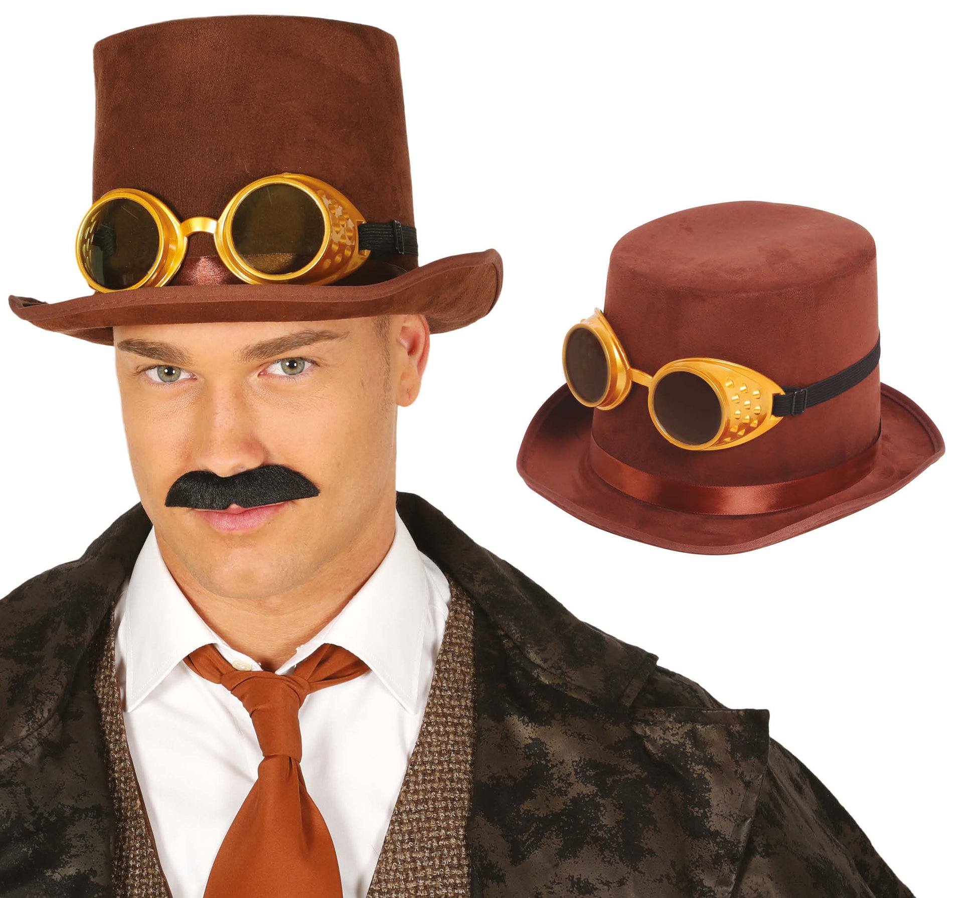 BROWN FELT FOOL HAT WITH GLASSES, ADULT