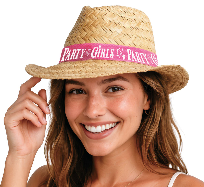 PARTY GIRLS STRAW HAT, ADULT