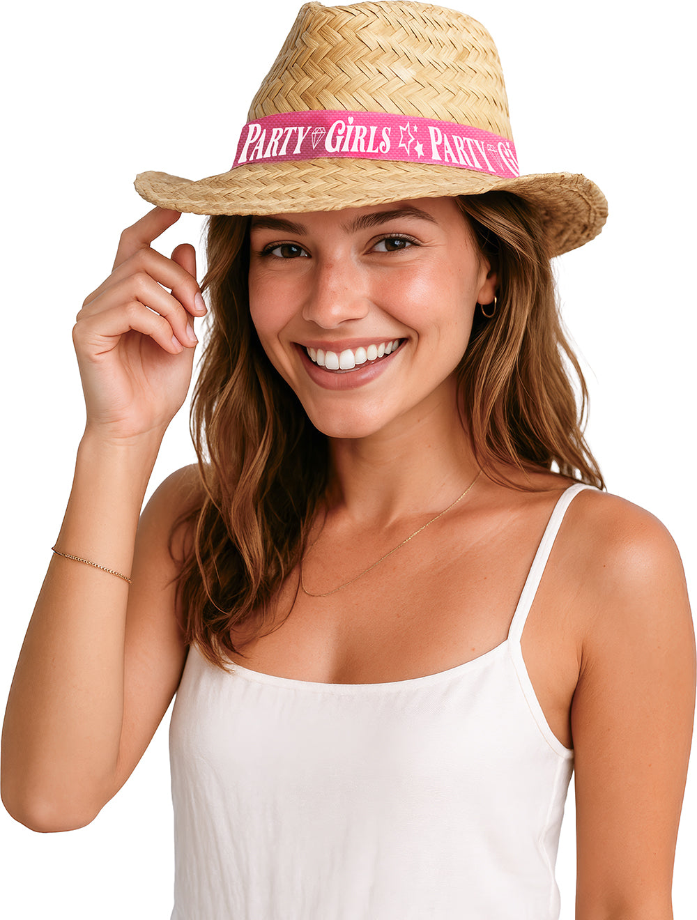 PARTY GIRLS STRAW HAT, ADULT