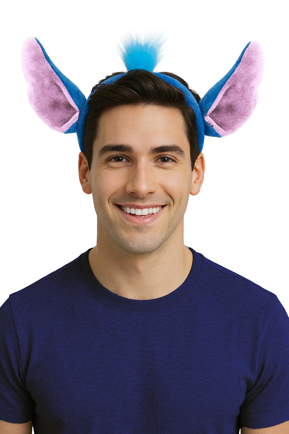 BLUE ALIEN HEADBAND WITH HAIR, ADULT
