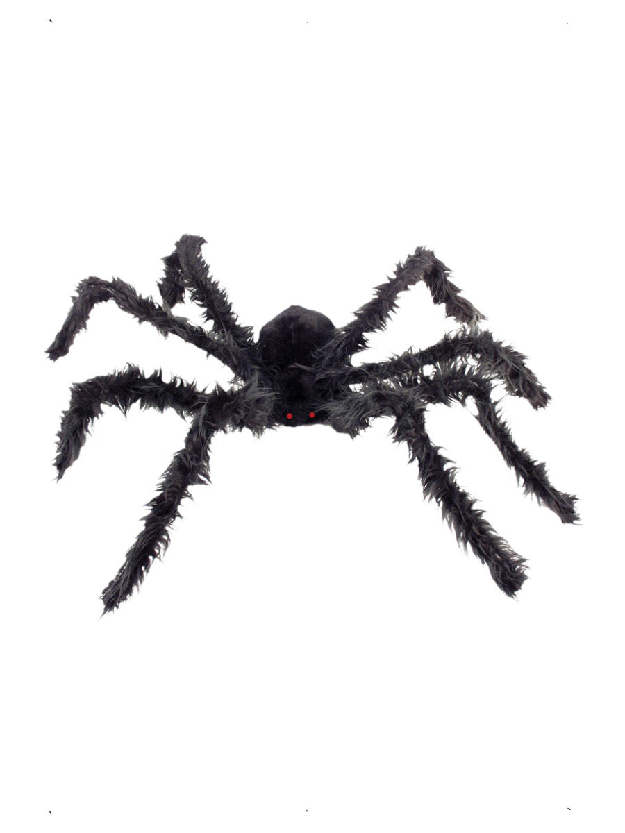 Giant Hairy Spider with Light Up Eyes, Black - 1