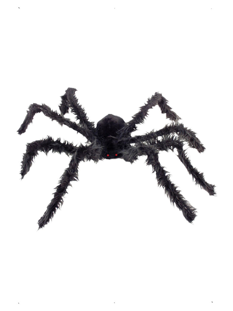 Giant Hairy Spider with Light Up Eyes, Black - 1