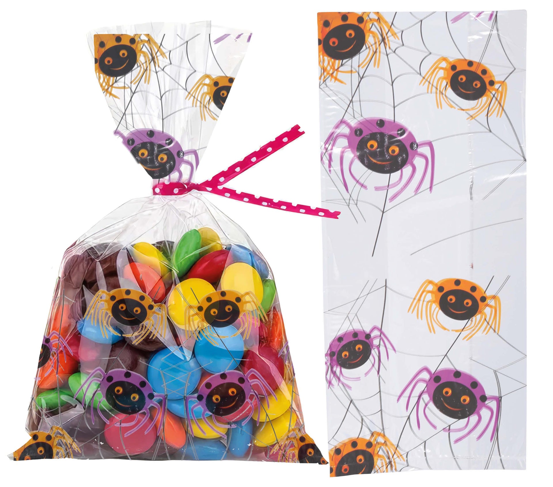 PACK 20 CANDY BAGS 28X13 CM SPIDERS