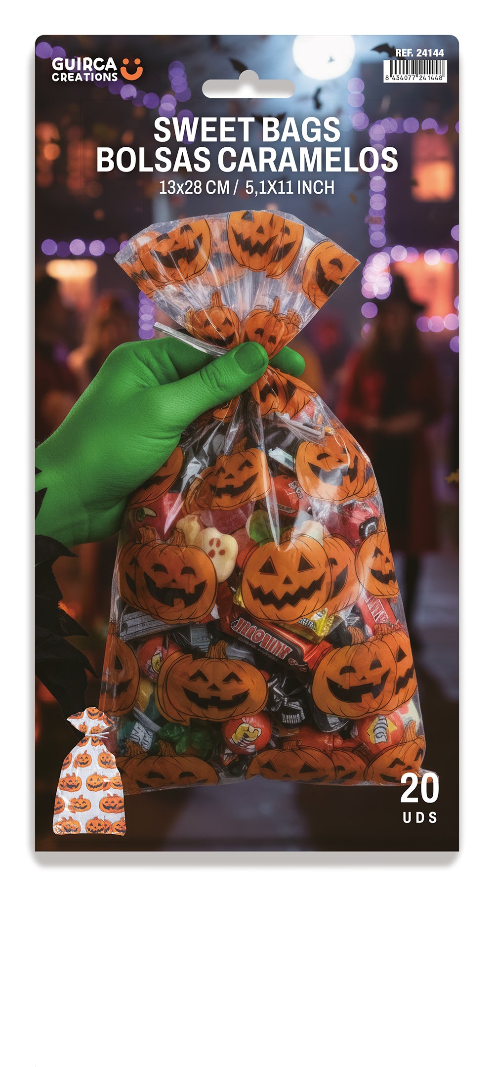 PACK 20 CANDY BAGS 28X13 CM PUMPKINS