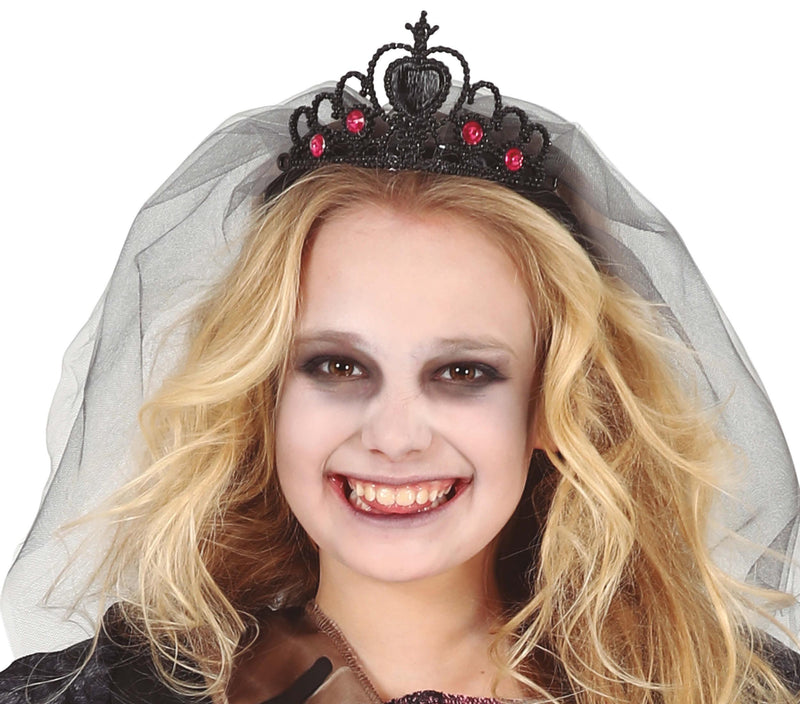 BLACK PRINCESS WITH VEIL TIARA