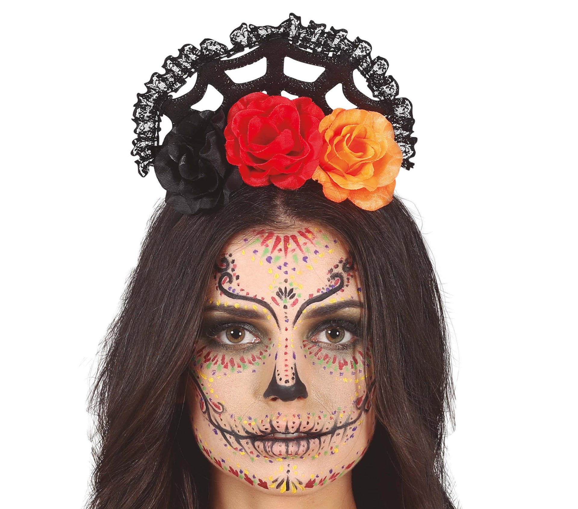 ORANGE/RED FLOWERS TIARA