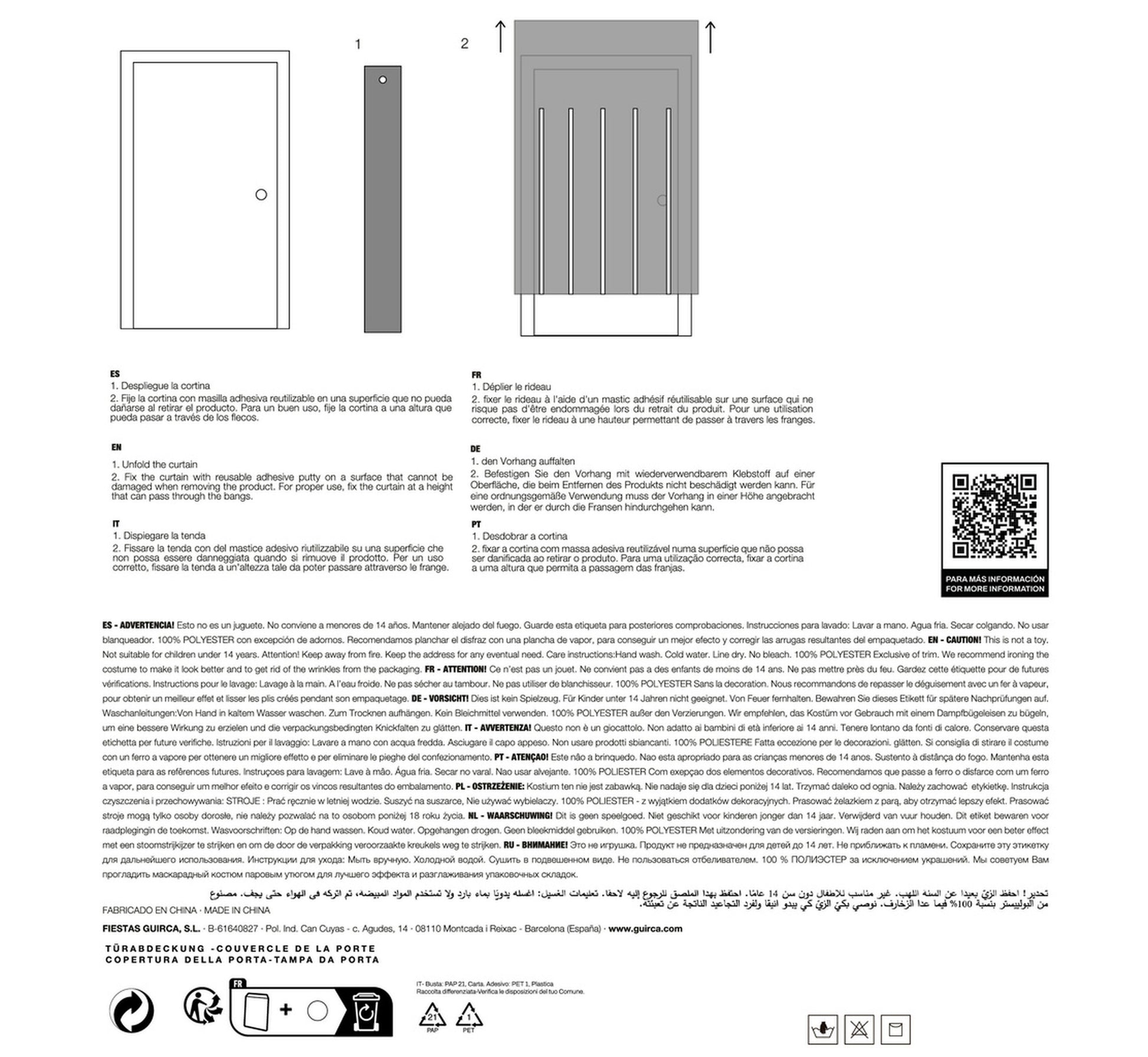 SCARY DOOR DECORATION, 80X180 CM