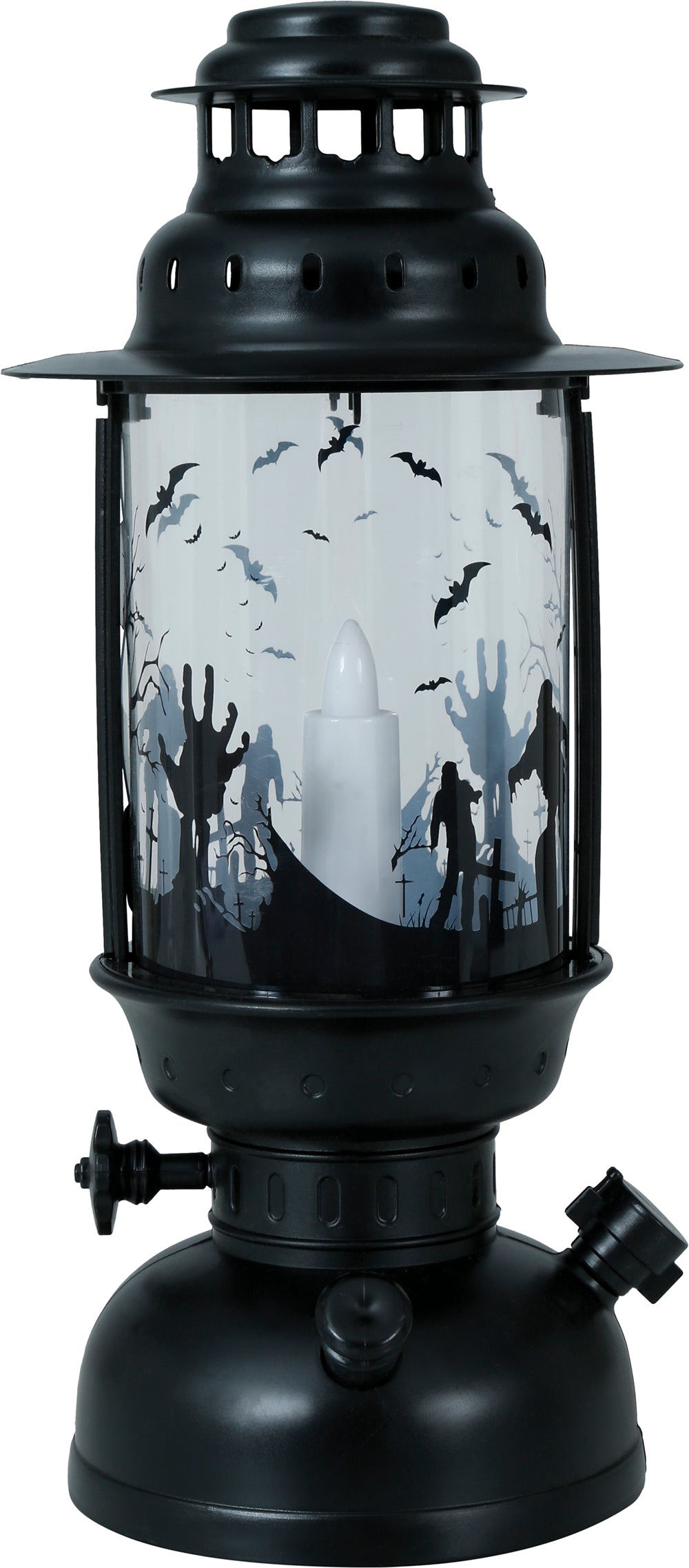 BLACK LANTERN WITH CANDLE WITH LIGHT 30 CM