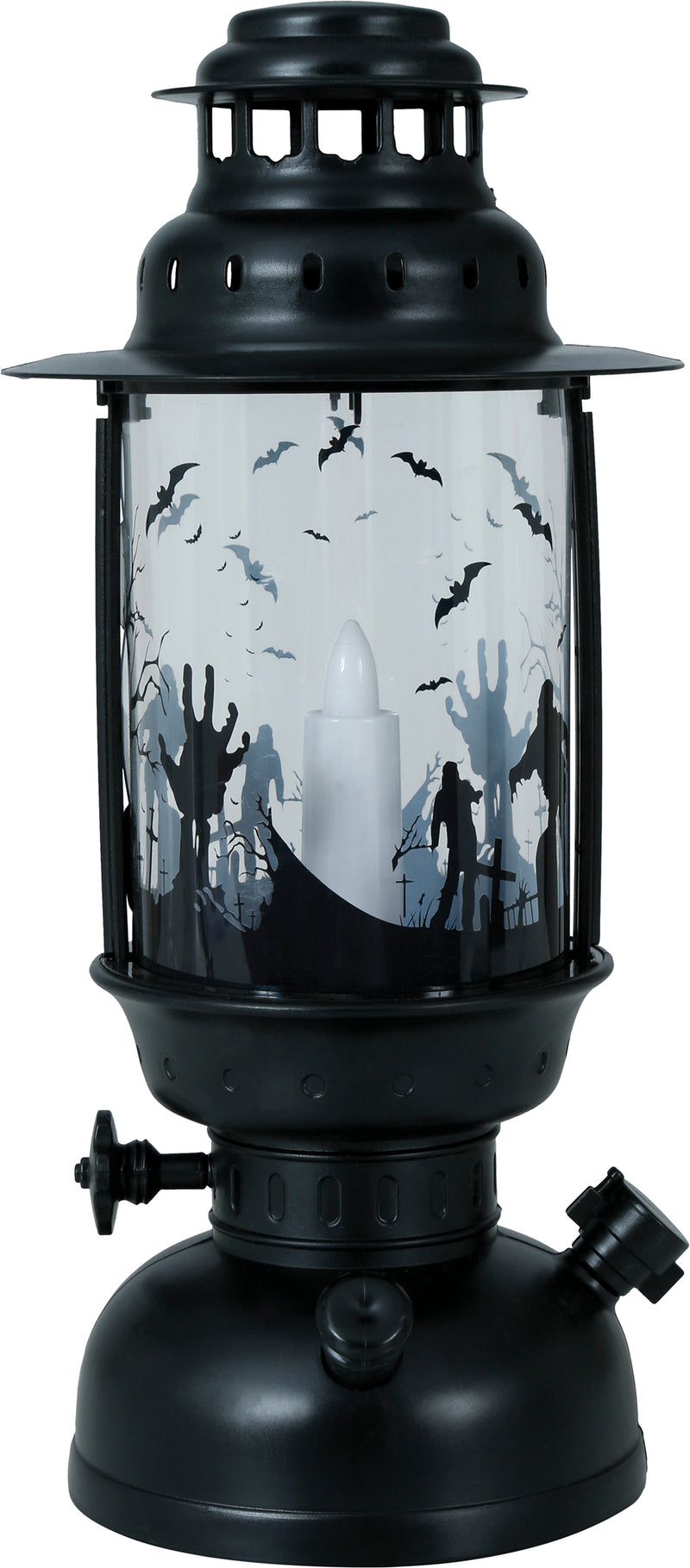 BLACK LANTERN WITH CANDLE WITH LIGHT 30 CM