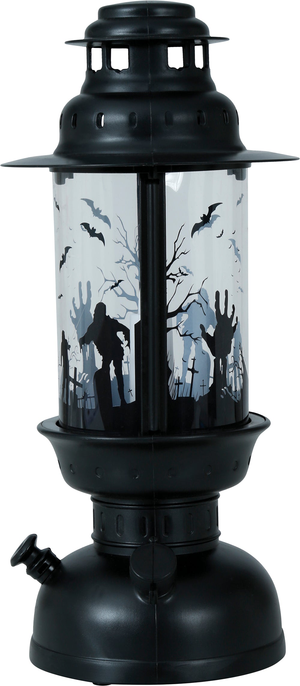 BLACK LANTERN WITH CANDLE WITH LIGHT 30 CM