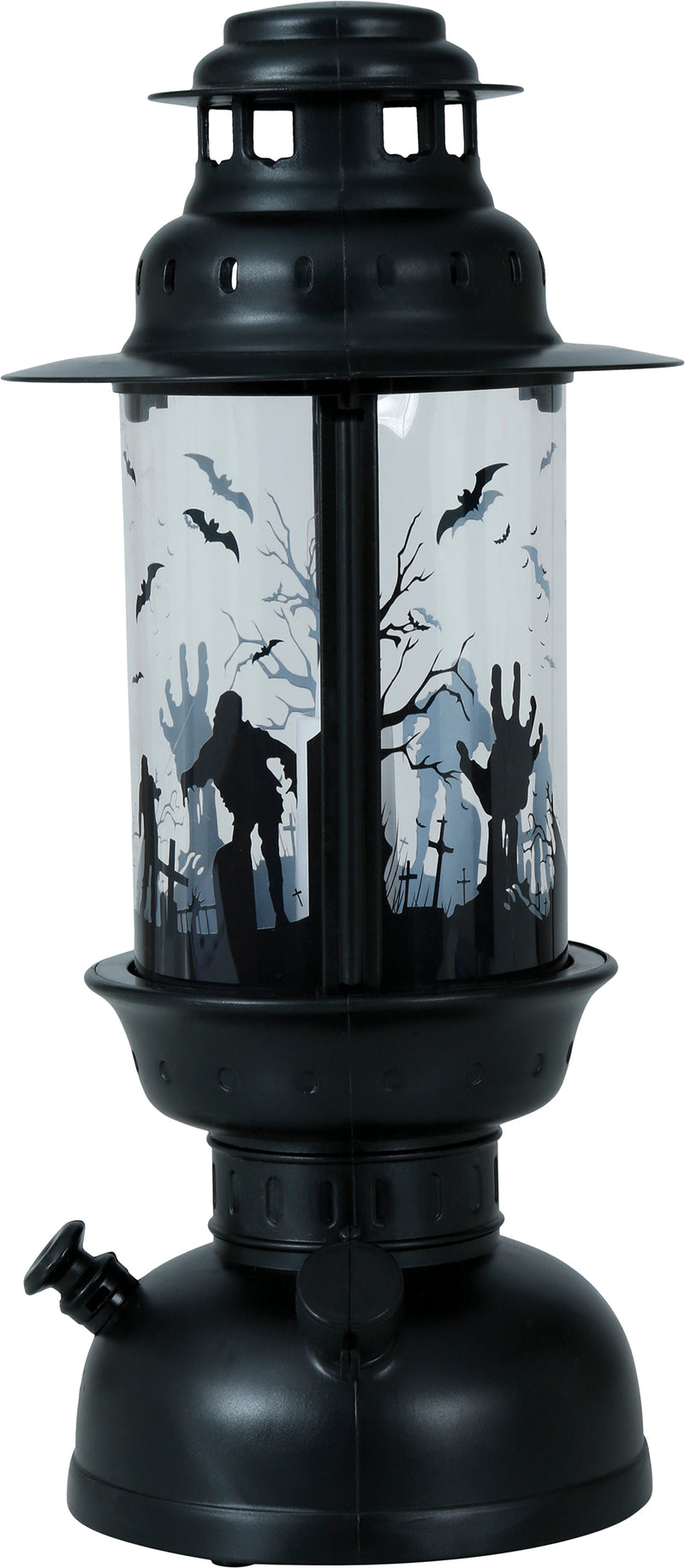 BLACK LANTERN WITH CANDLE WITH LIGHT 30 CM