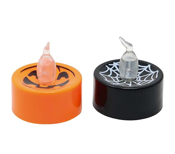 BOX 24 ORANGE AND BLACK CANDLE WITH LIGHT, 4X4 CMS