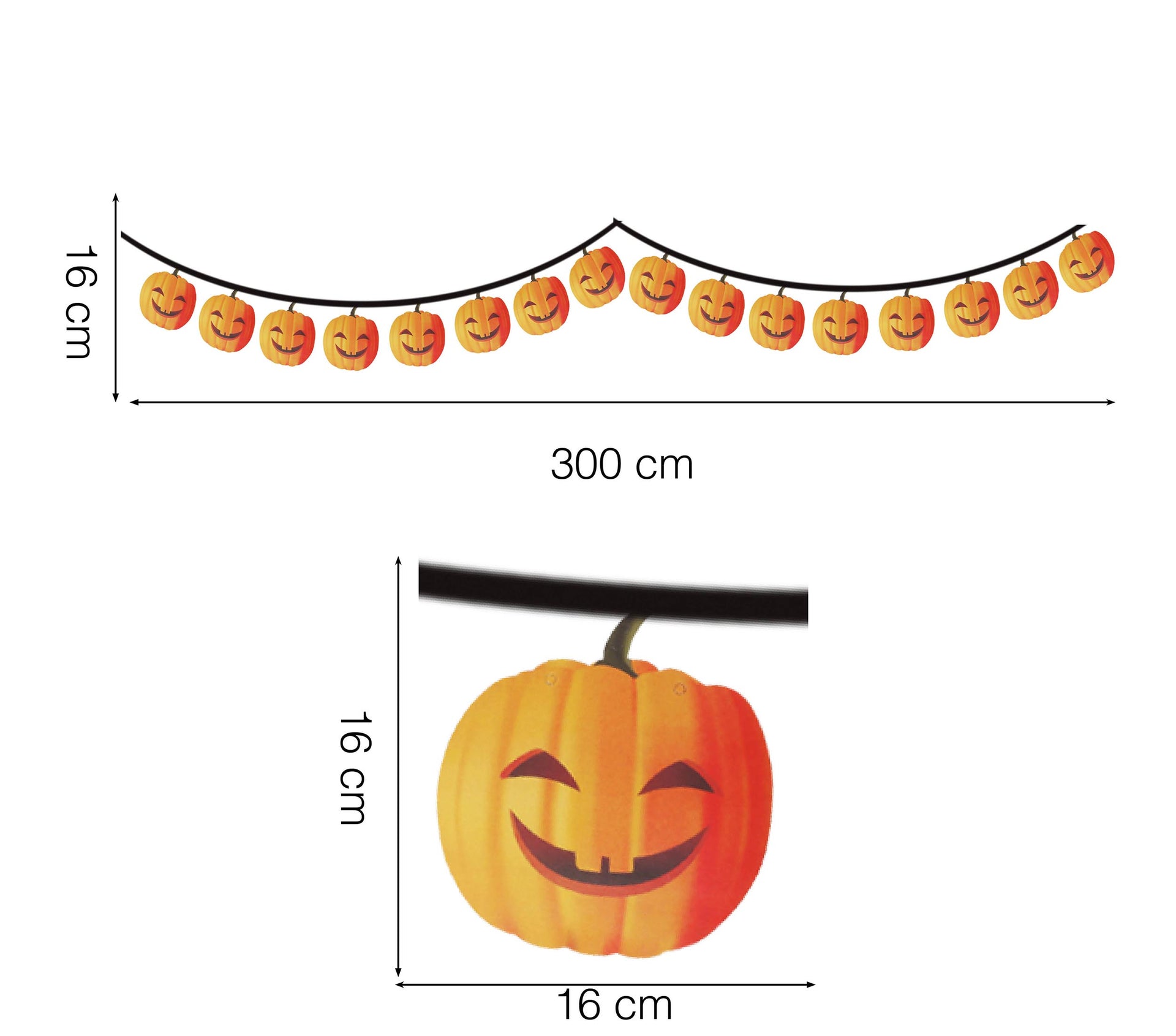 PUMPKIN GARLAND 300 CM 16X16 CM HQ
