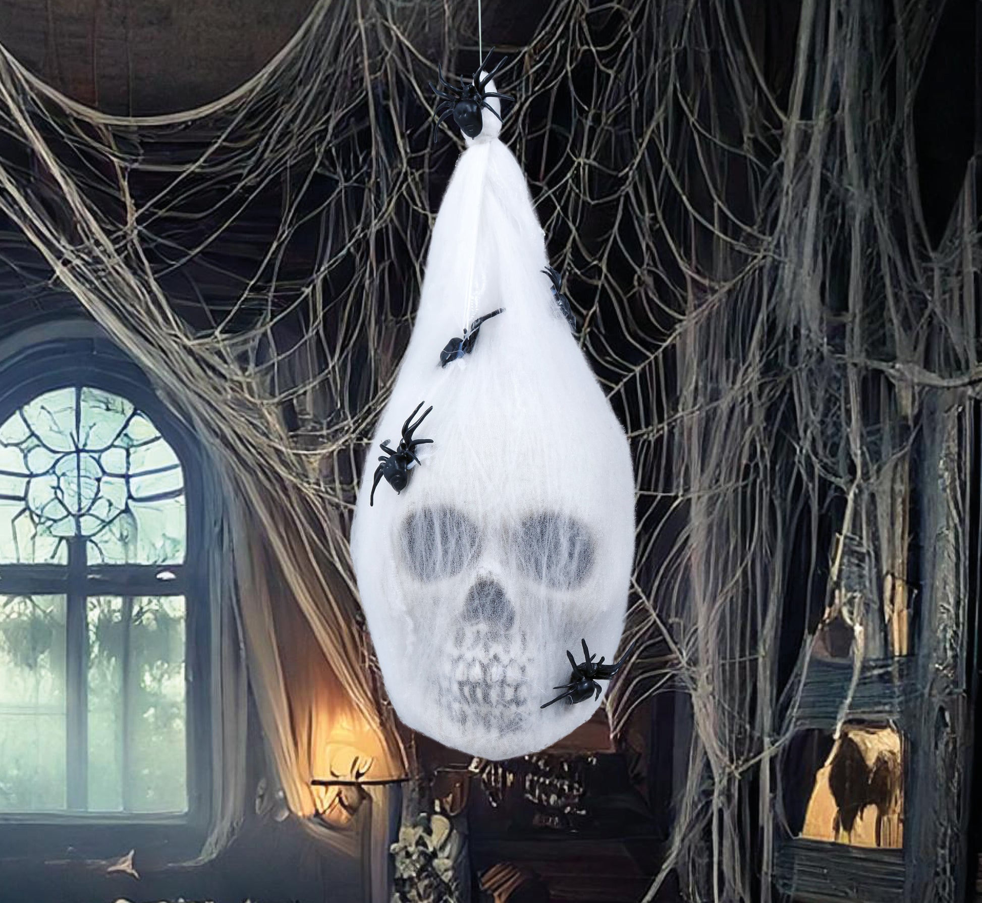 SPIDER WEB BAG WITH SKULL 25 CMS.