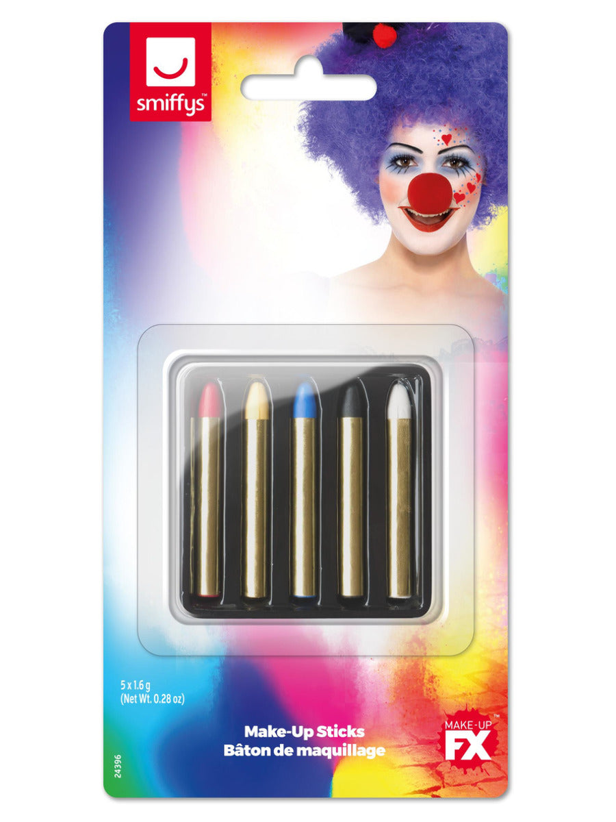 Smiffys Make-Up FX, Face/Body Paint Sticks, Multi, - 1