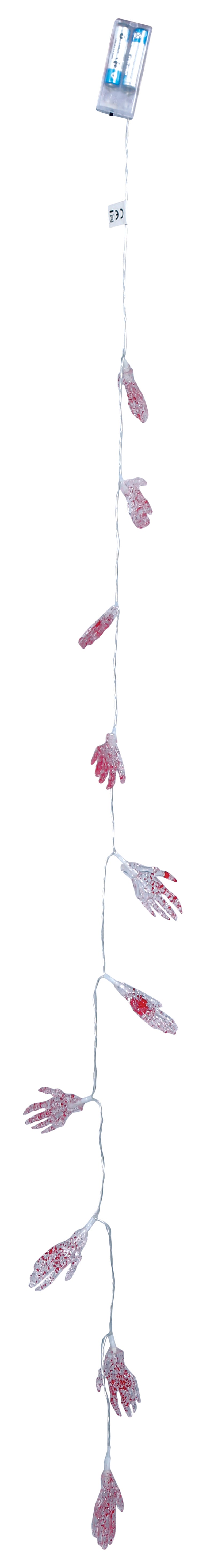 SKELETON HAND GARLAND 10 LEDS, 115 CMS., BATTERIES