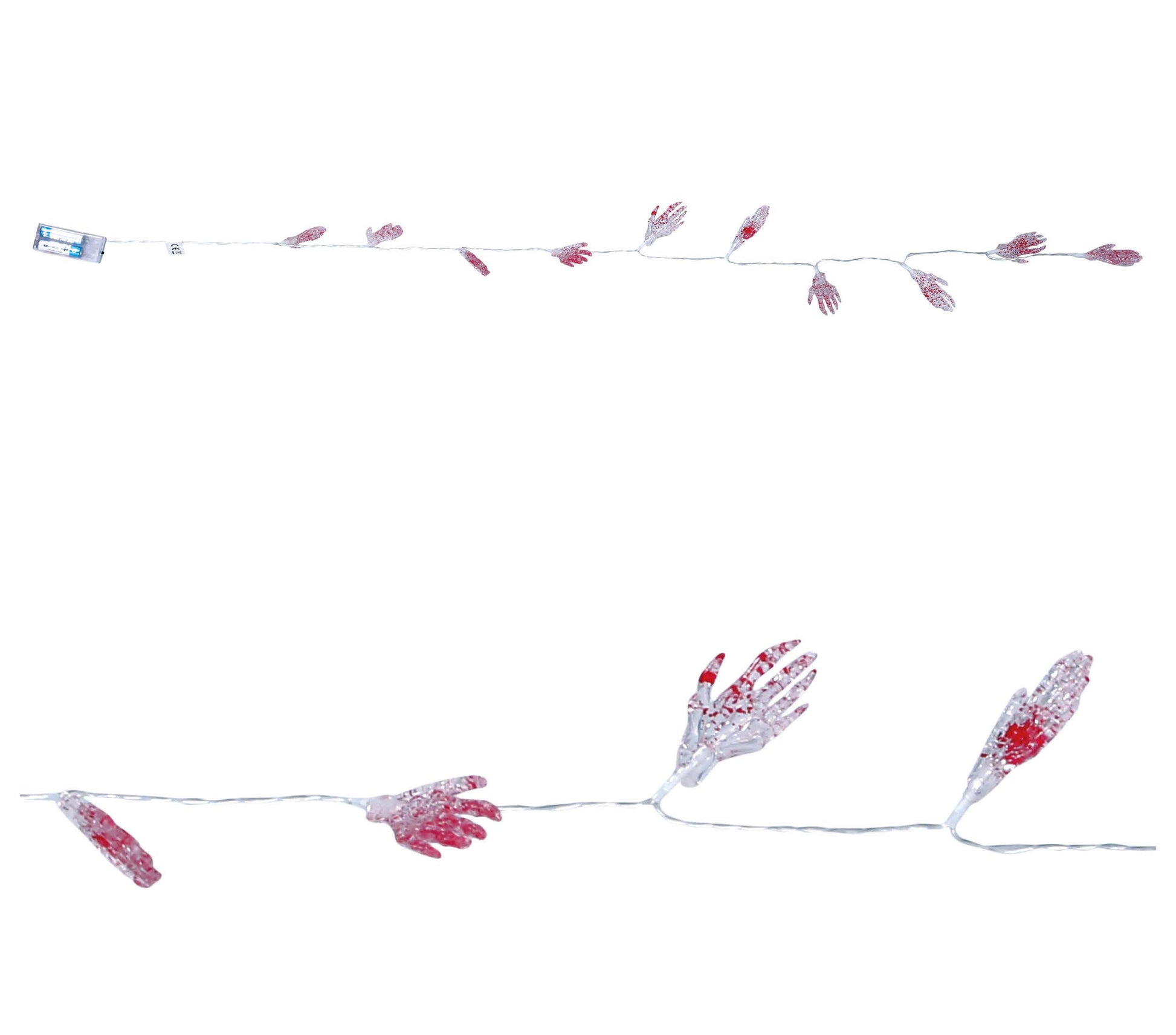 SKELETON HAND GARLAND 10 LEDS, 115 CMS., BATTERIES