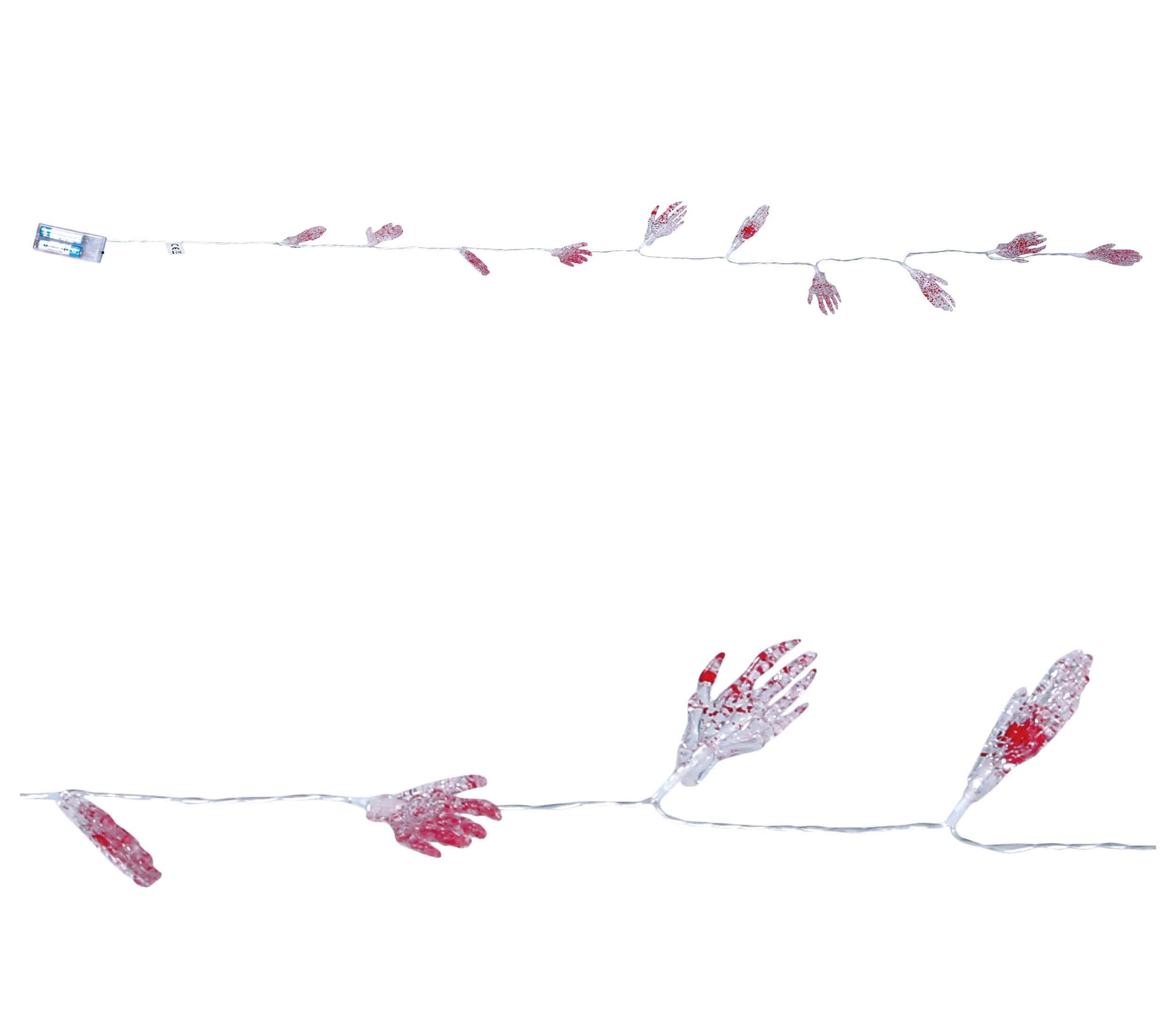 SKELETON HAND GARLAND 10 LEDS, 115 CMS., BATTERIES