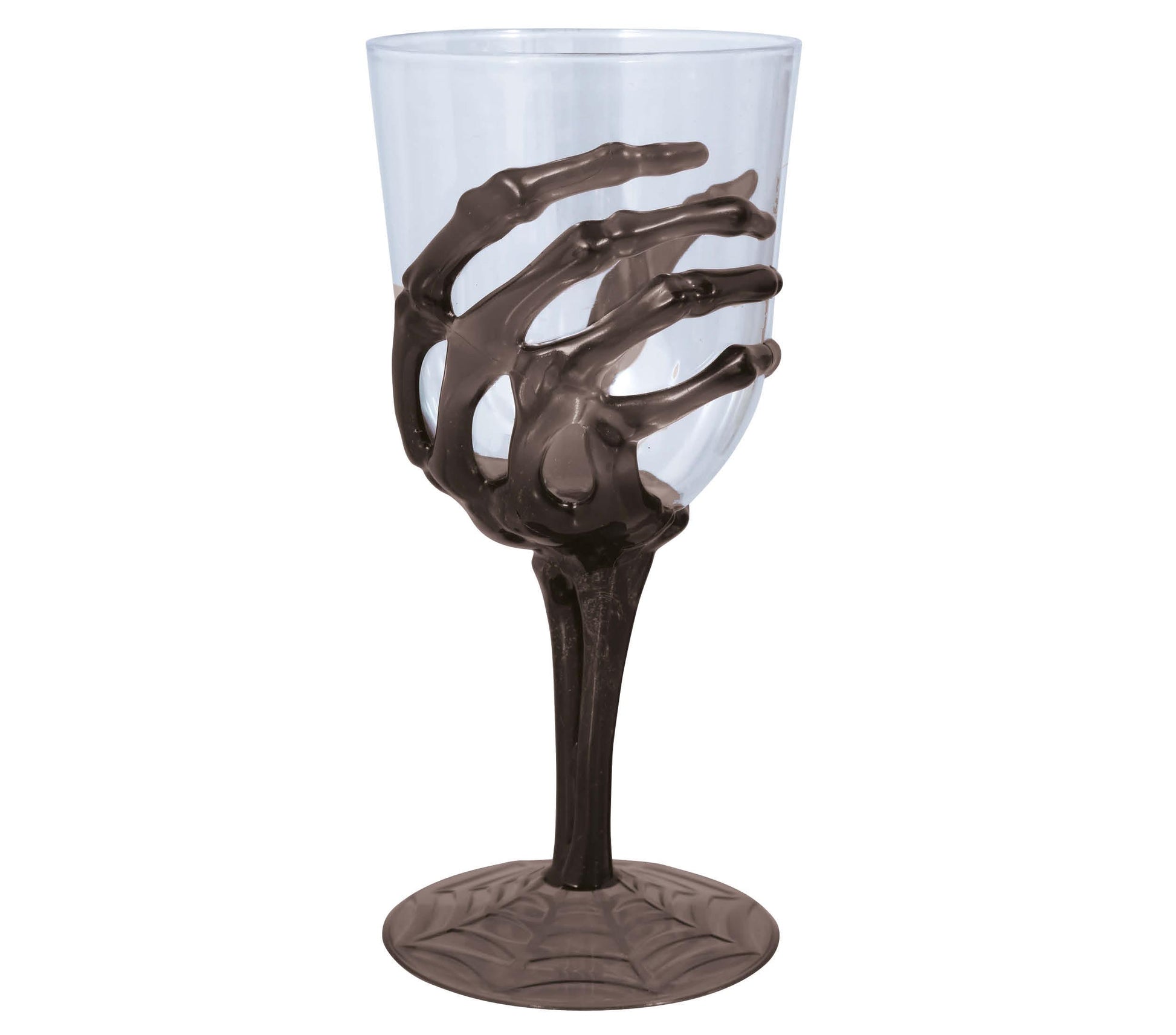 BLACK SKELETON HAND WINE GLASS, 18.5 CM