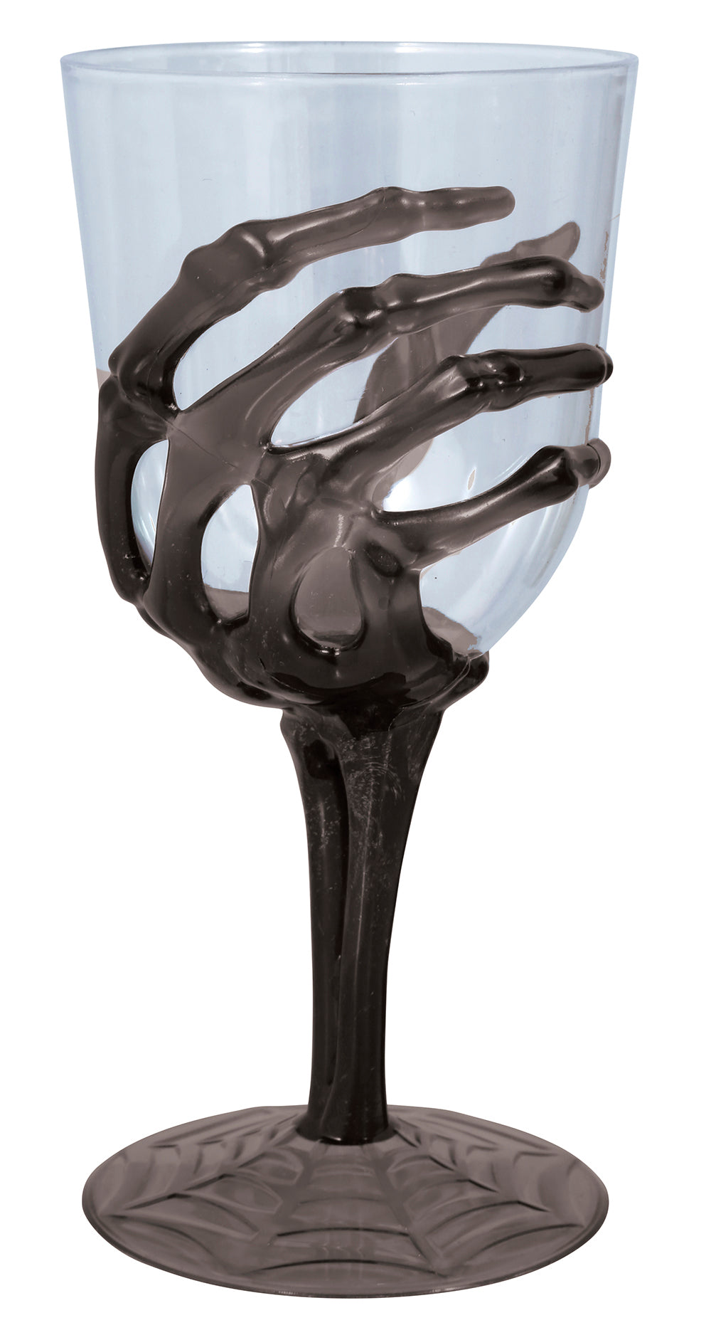 BLACK SKELETON HAND WINE GLASS, 18.5 CM