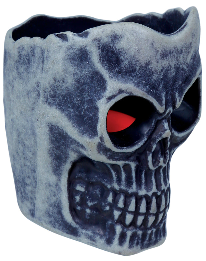 BOX OF 12 SKULL WITH LED CANDLE, 6 CMS.