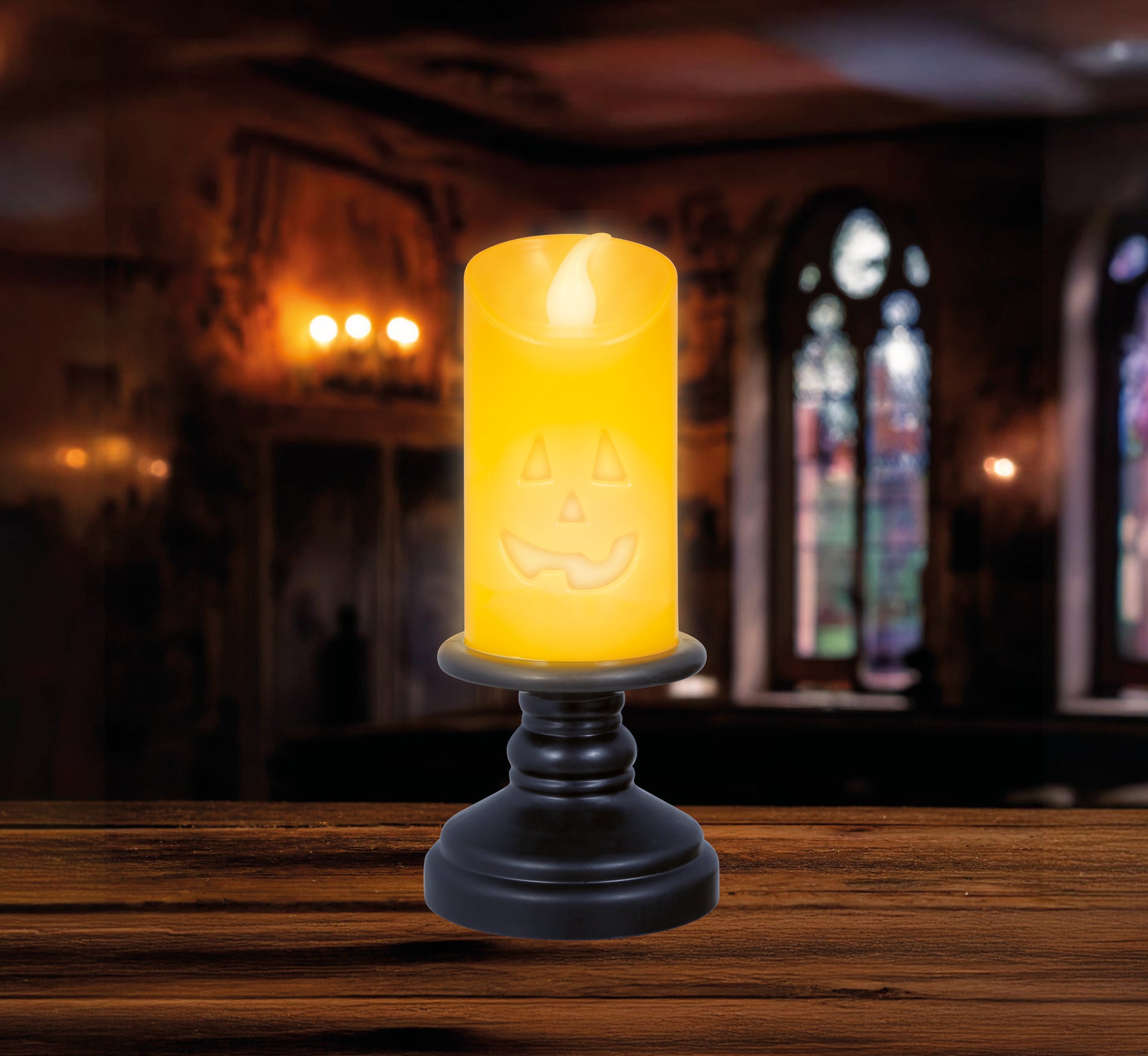 BOX OF 12 ORANGE CANDLE WITH LIGHT, 12.5 CMS.