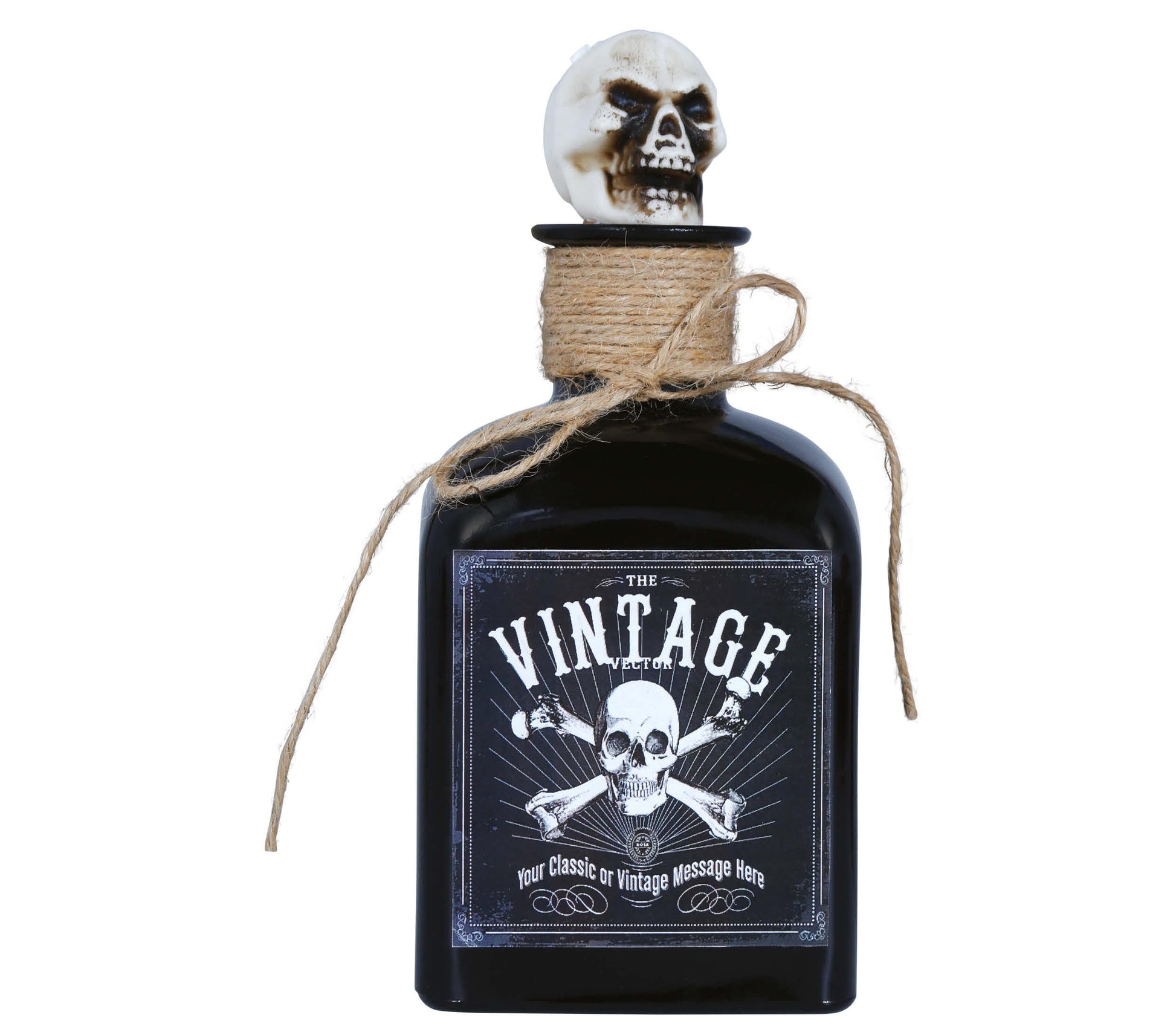 BOTTLE OF POISON WITH SKULL, GLASS, 20 CMS.