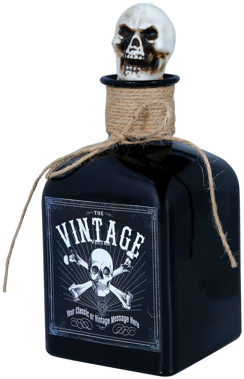 BOTTLE OF POISON WITH SKULL, GLASS, 20 CMS.