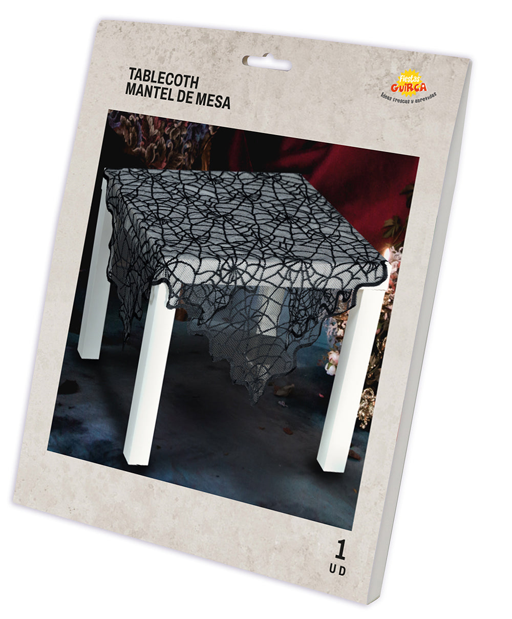 DECOR.BLACK LACE TABLE, WEB 100X75 CM