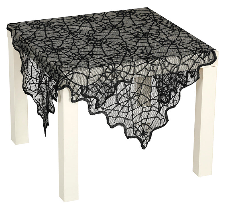 DECOR.BLACK LACE TABLE, WEB 100X75 CM