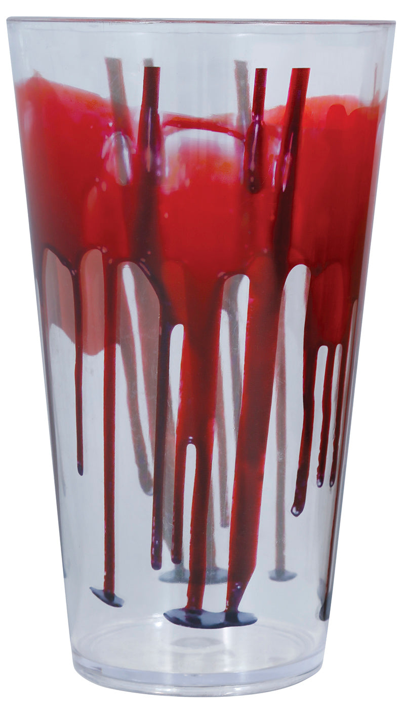 TRANSPARENT GLASS WITH BLOOD, 15 CMS.