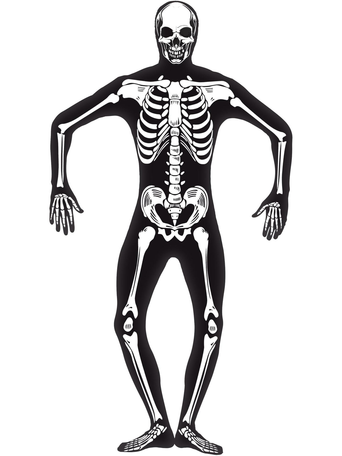 Skeleton Second Skin Costume, Black 1