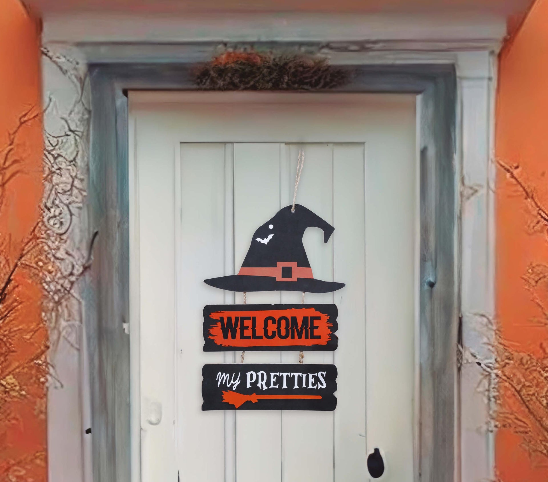 WITCH SIGN "WELCOME" 32X21 CMS.