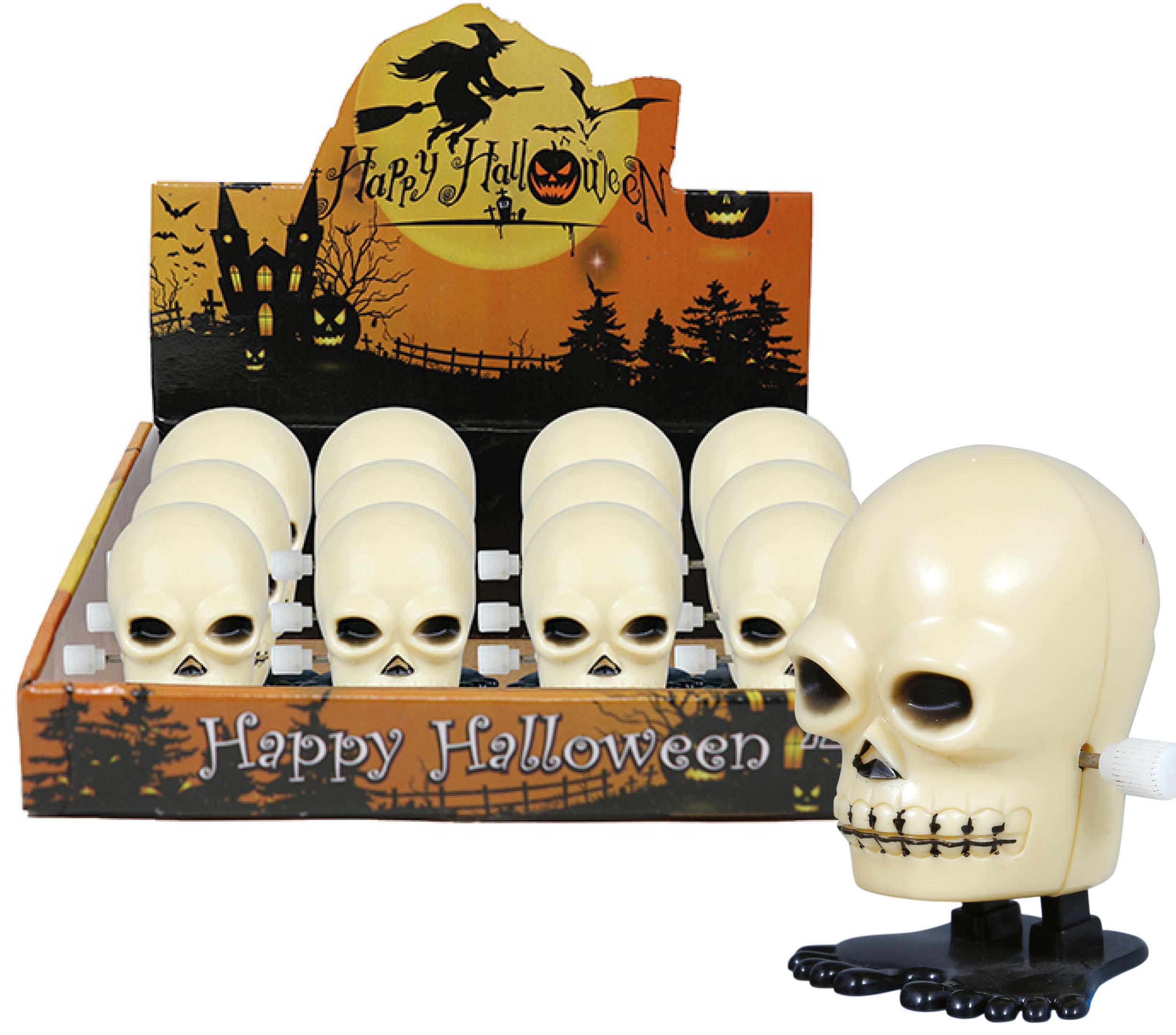 BOX 12 WIND-UP WALKING SKULL, 5 CM