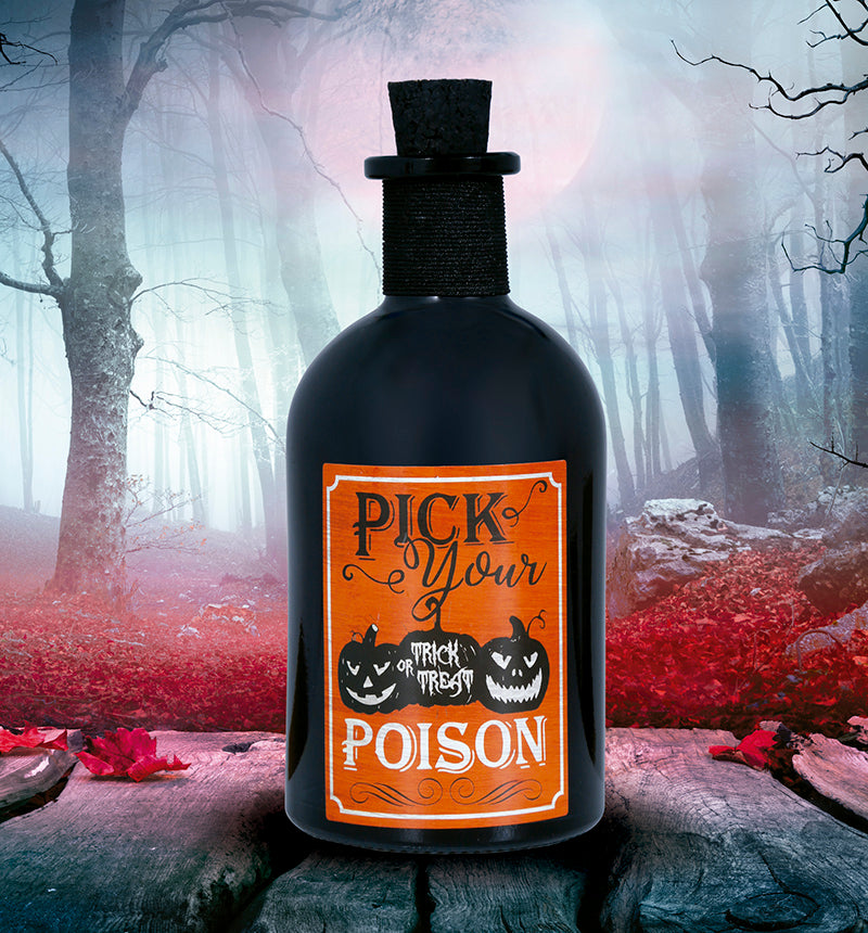 ASSORTED GLASS POISON BOTTLES, 14 CMS.