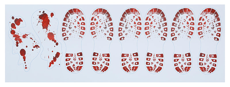 ADHESIVE BLOODY SHOEPRINTS, 2 SHEETS, 25X70 CM