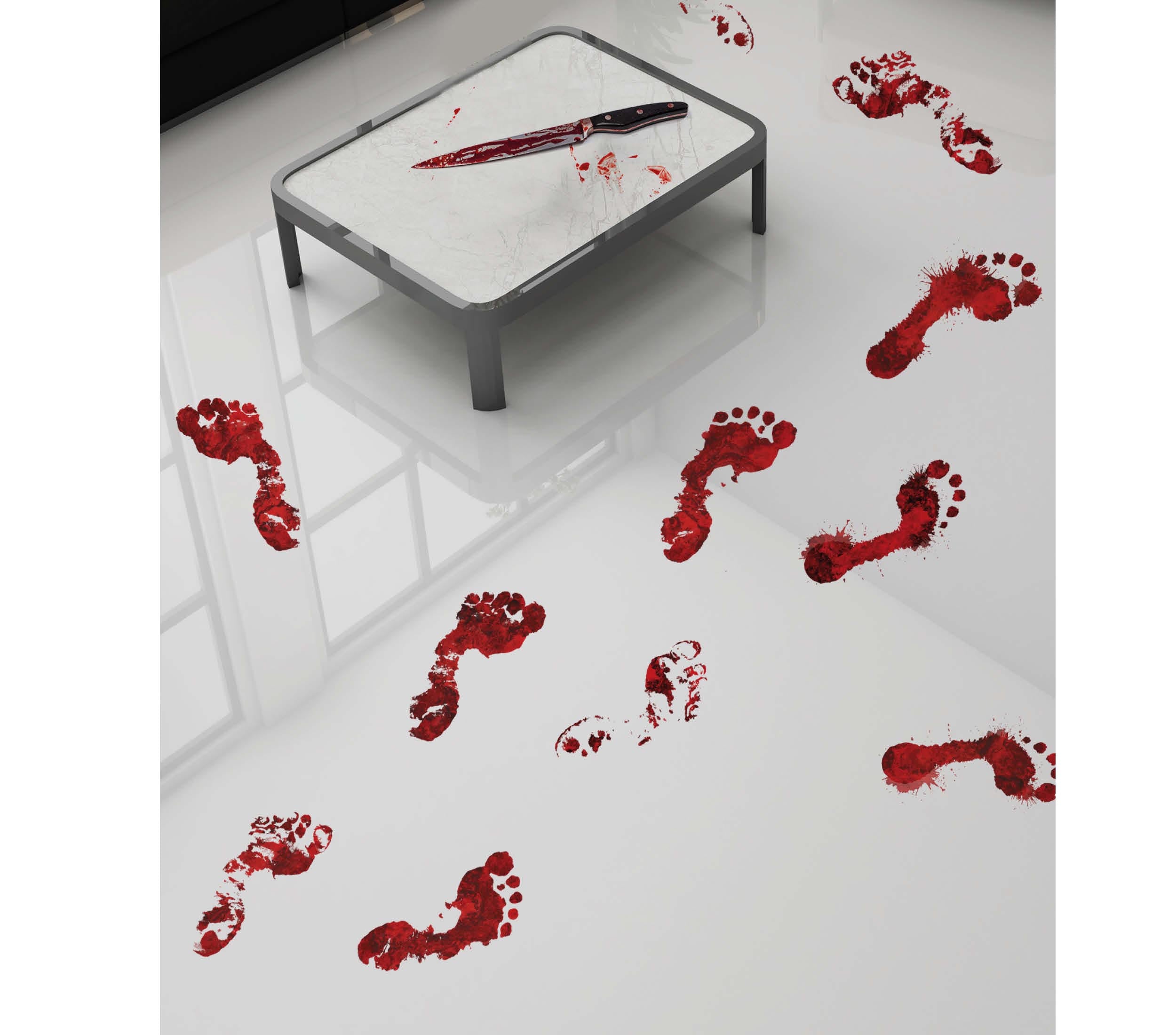 ADHESIVE BLOODY FOOTPRINTS, 2 SHEETS, 25X70 CM