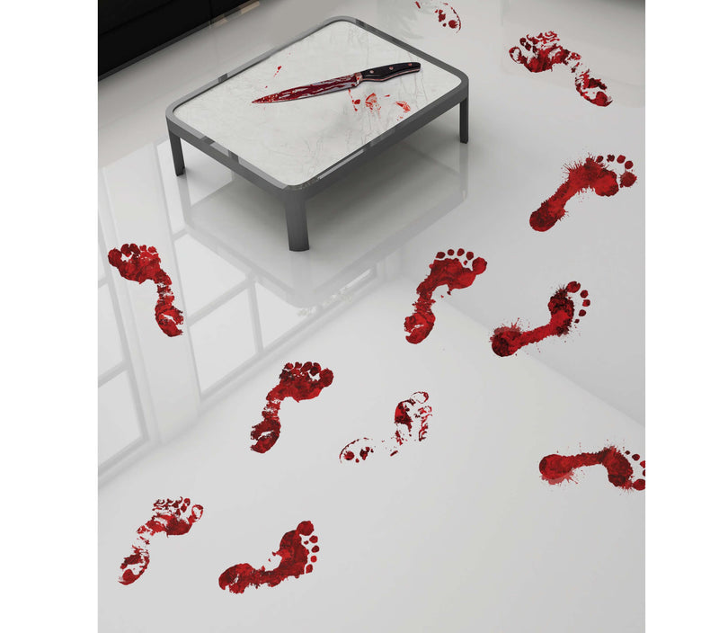 ADHESIVE BLOODY FOOTPRINTS, 2 SHEETS, 25X70 CM
