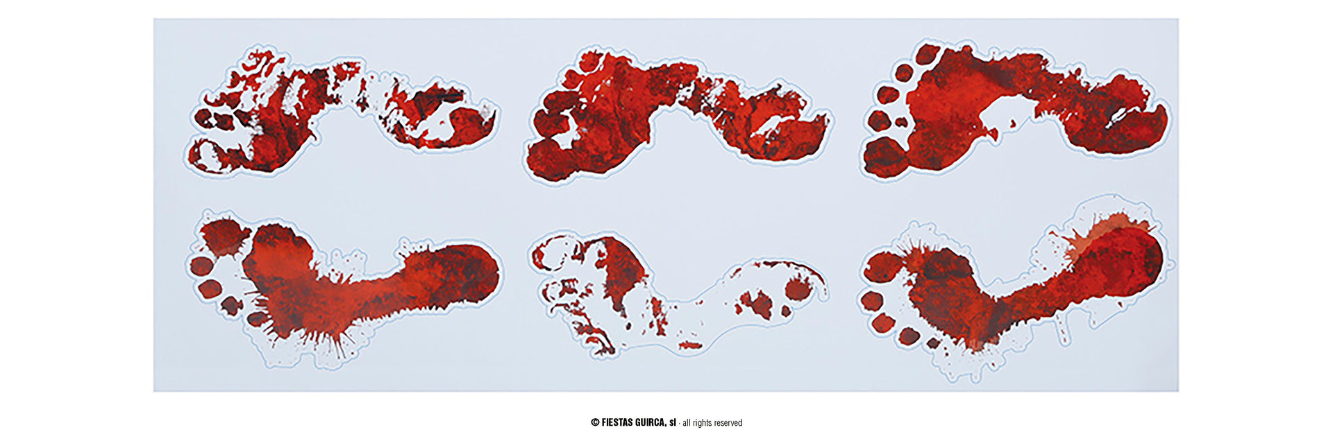 ADHESIVE BLOODY FOOTPRINTS, 2 SHEETS, 25X70 CM