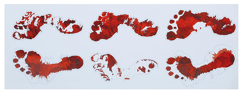 ADHESIVE BLOODY FOOTPRINTS, 2 SHEETS, 25X70 CM