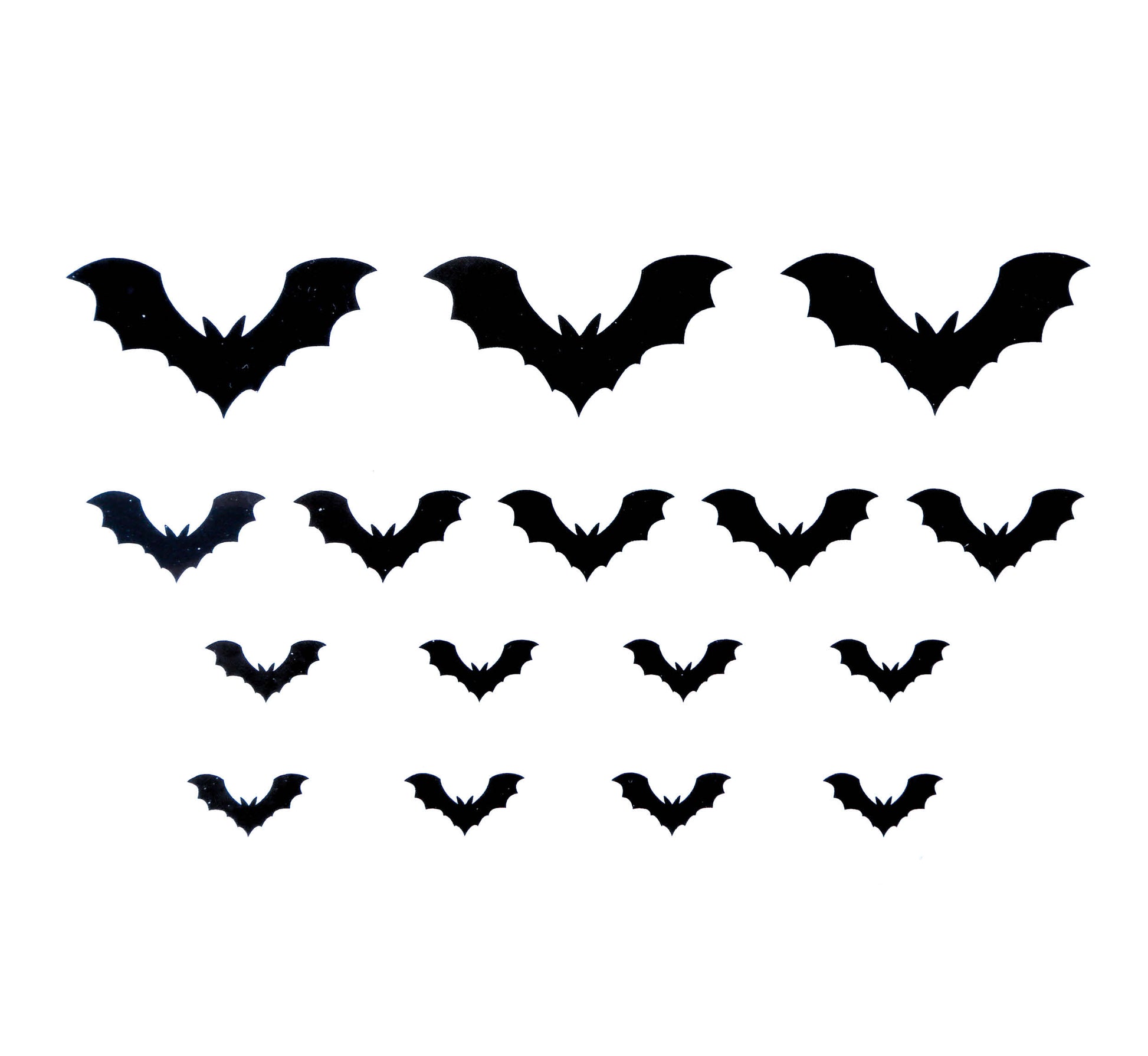2 SHEETS OF 16 ADHESIVE BATS, TATTOS, 15X11 CMS