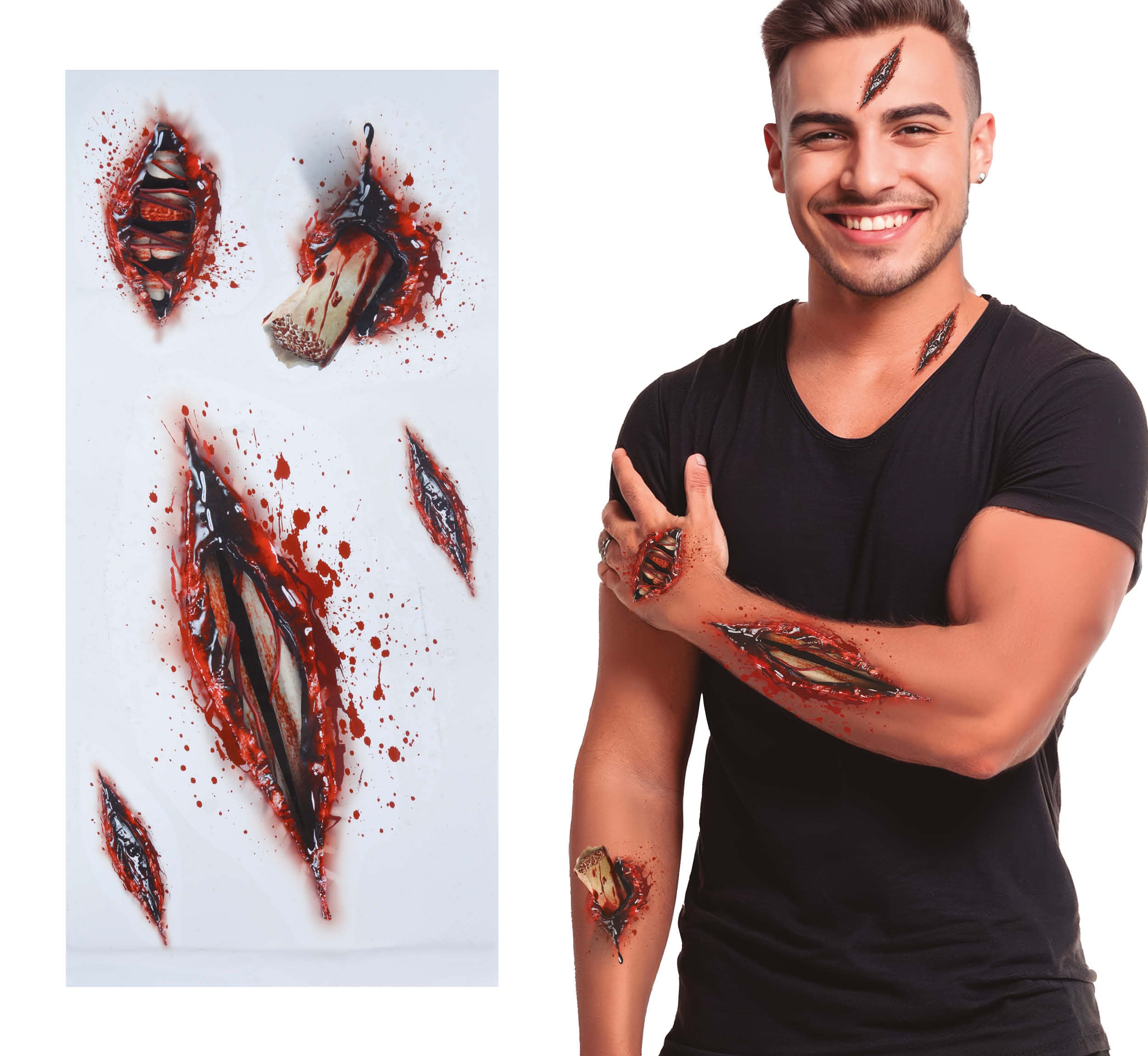 OPEN WOUND ADHESIVE TATTOOS, 30X14 CMS