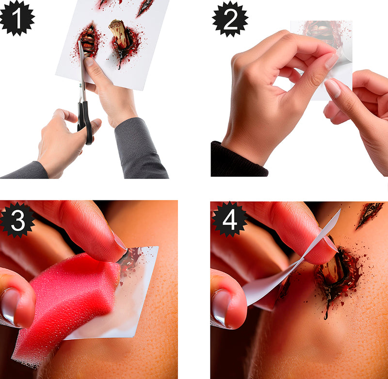 OPEN WOUND ADHESIVE TATTOOS, 30X14 CMS