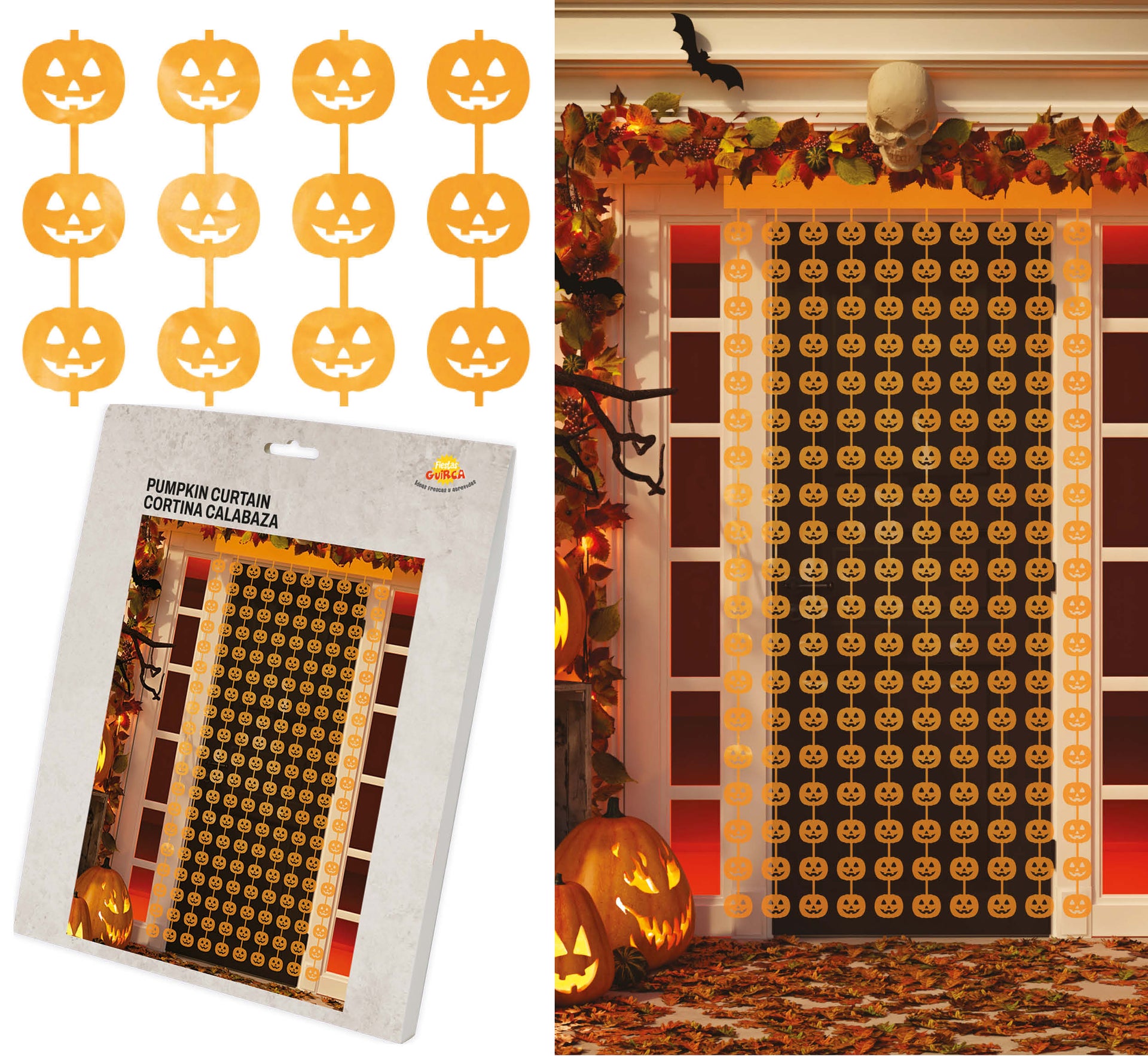 METALLIZED DOOR CURTAIN, 100X200 CM, PUMPKIN