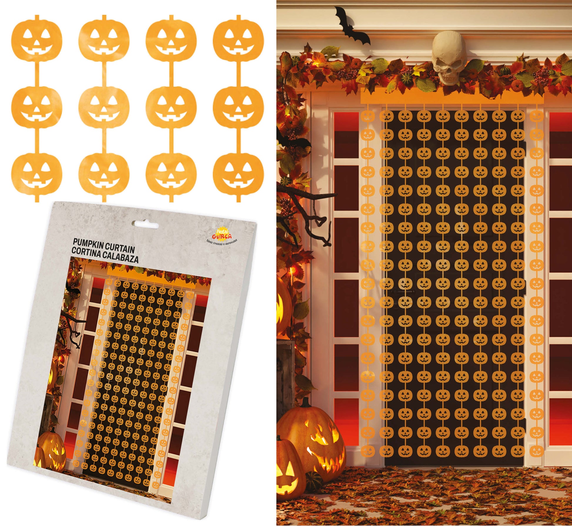METALLIZED DOOR CURTAIN, 100X200 CM, PUMPKIN