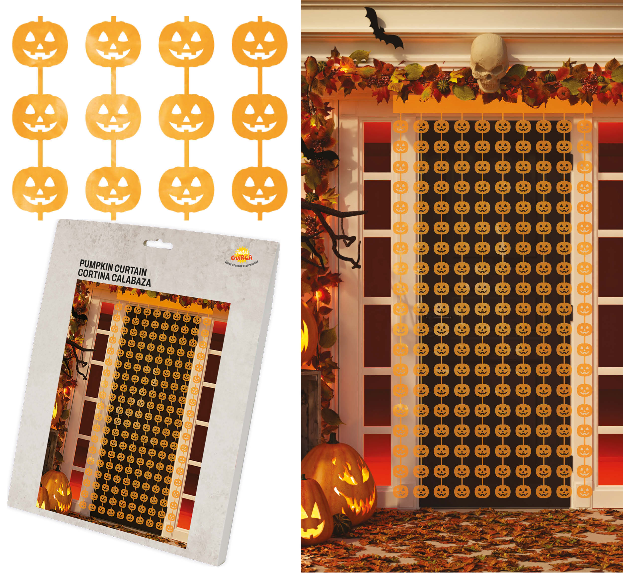 METALLIZED DOOR CURTAIN, 100X200 CM, PUMPKIN