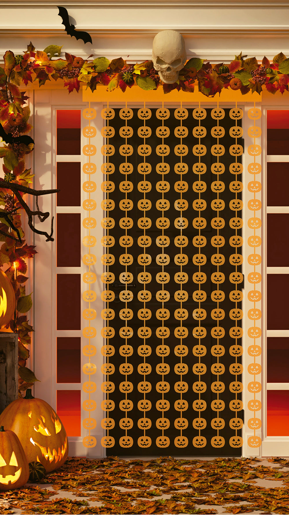 METALLIZED DOOR CURTAIN, 100X200 CM, PUMPKIN