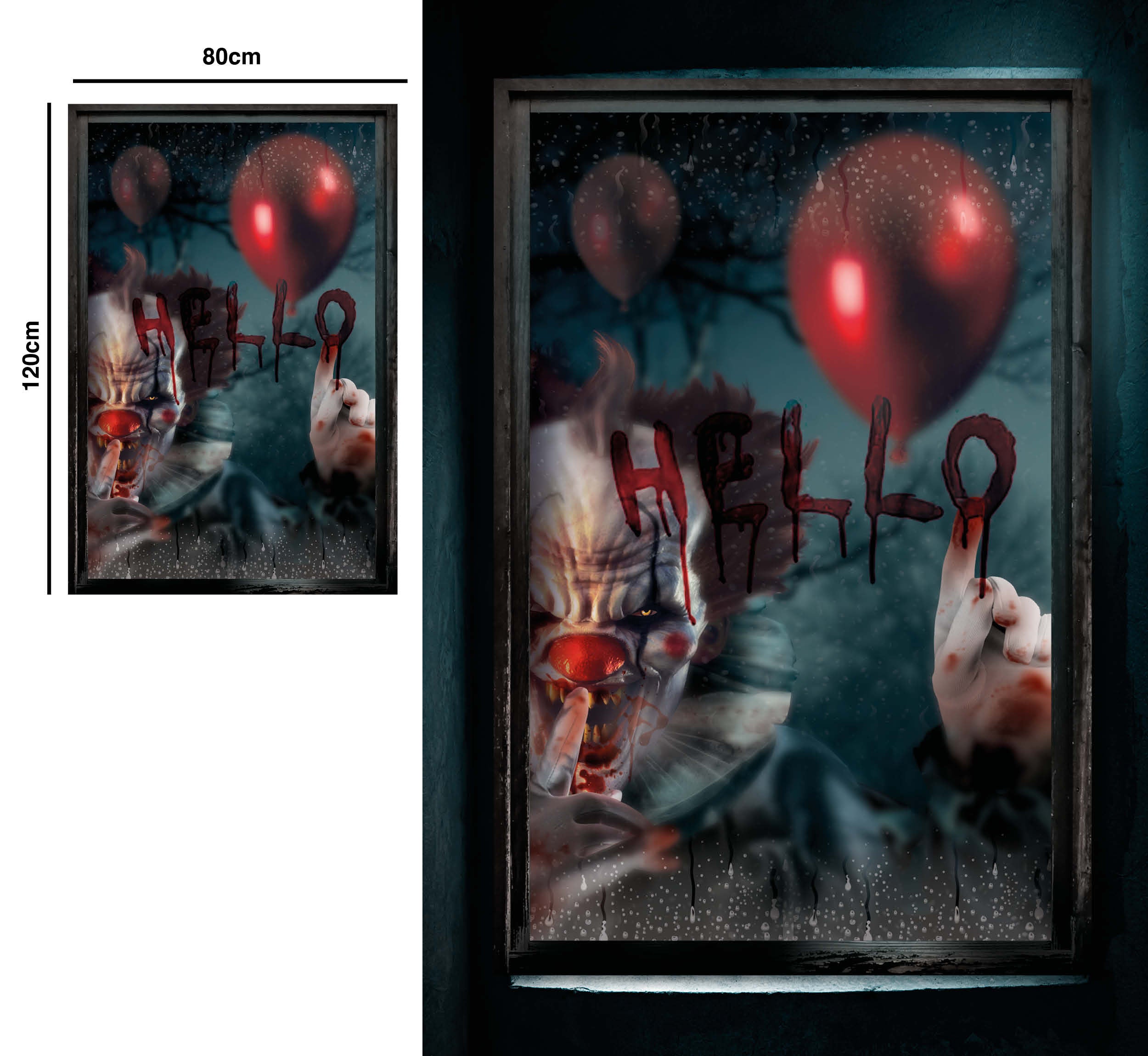 SCARY WINDOW DECORATION, 80X120 CM