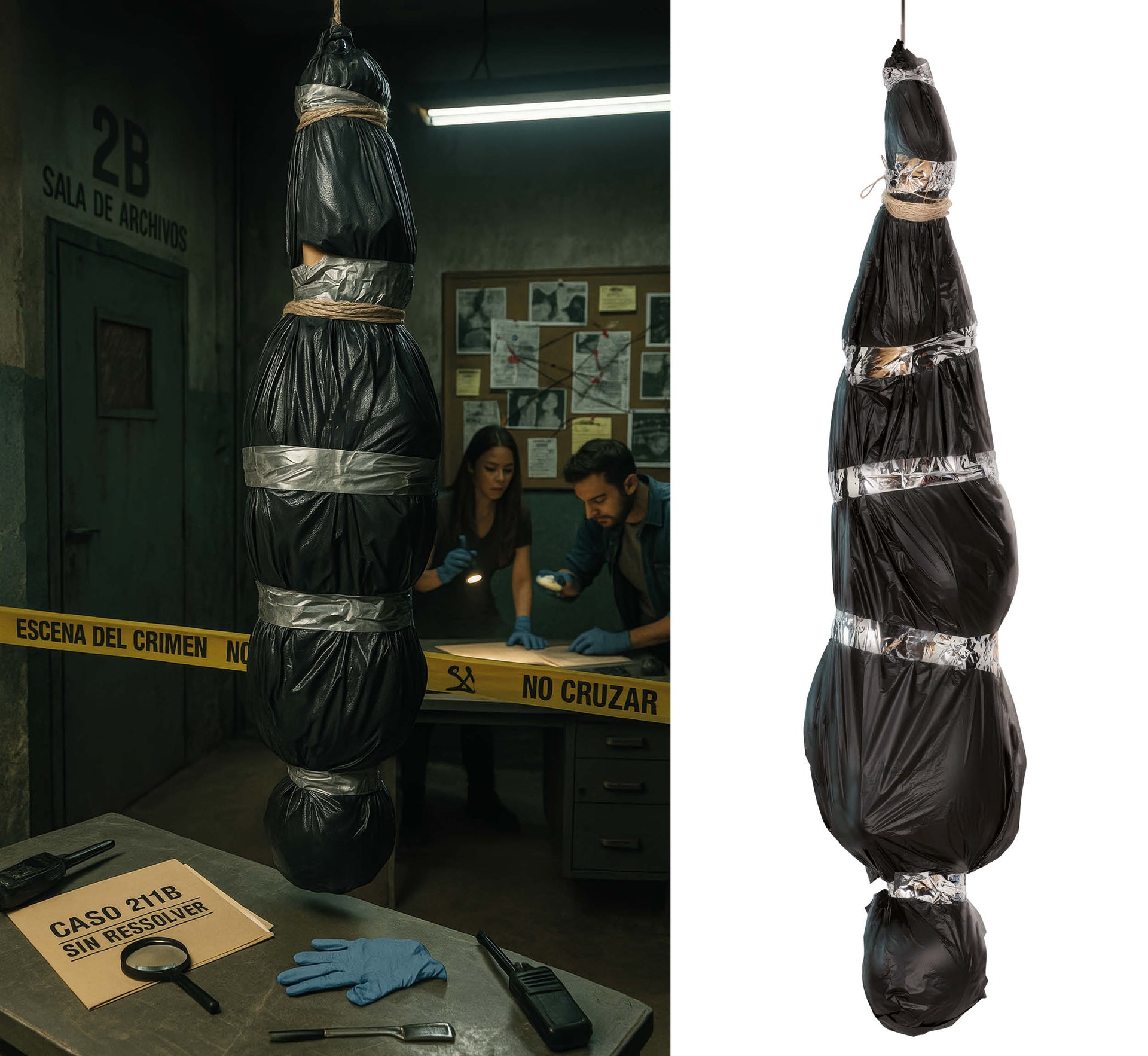 INFLATABLE SET OF DEAD MAN IN A BAG 178 CMS.