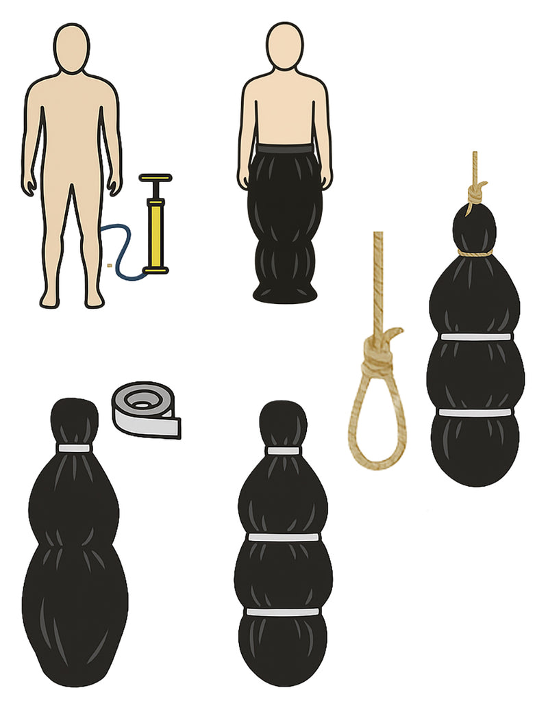 INFLATABLE SET OF DEAD MAN IN A BAG 178 CMS.